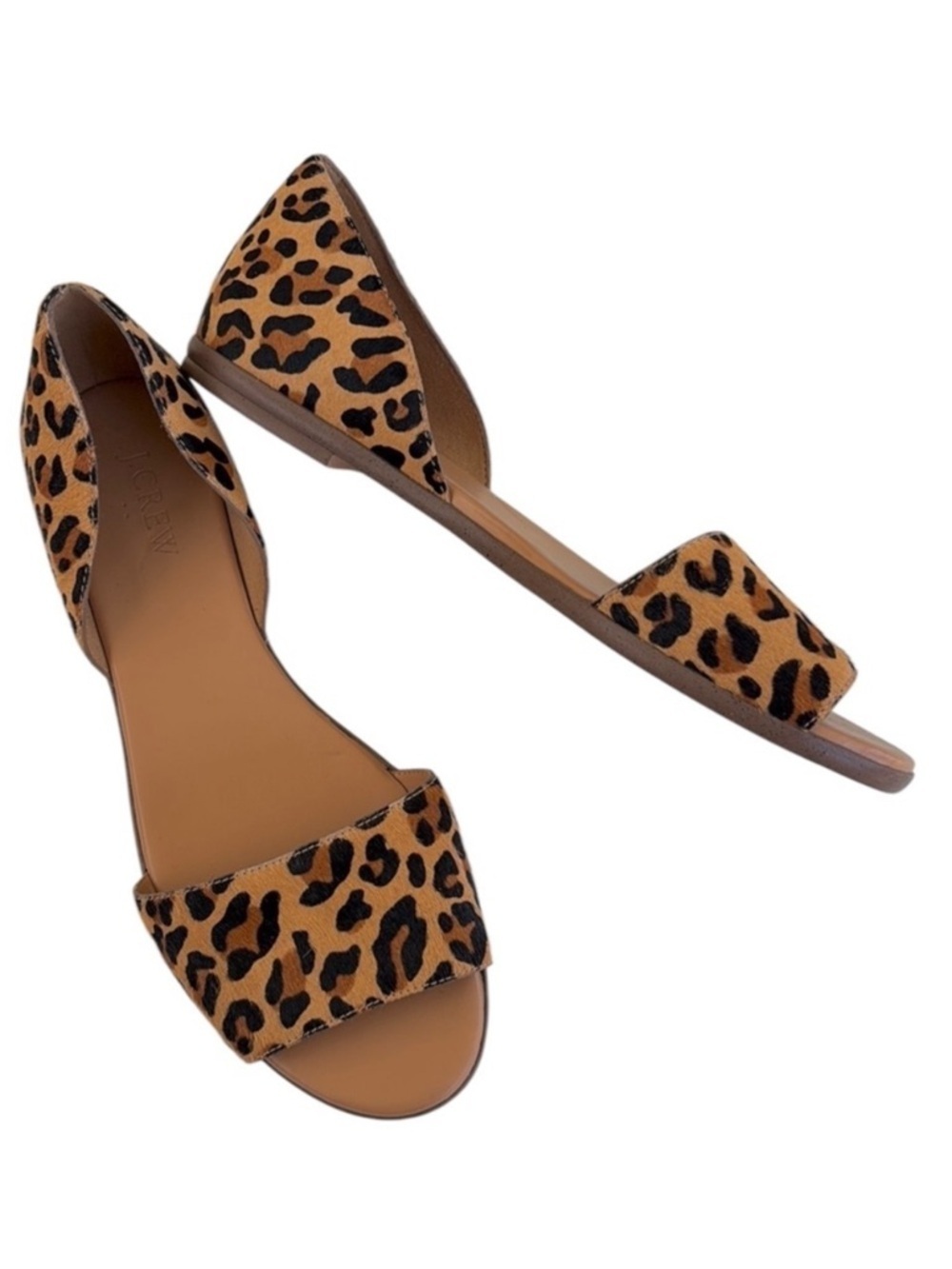 Like New J. Crew Leather and Calf Hair Sandals Animal Print Size 9